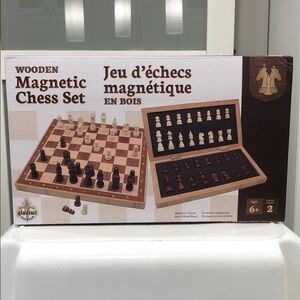 Wooden Magnetic Chess Set - Brown & Cream